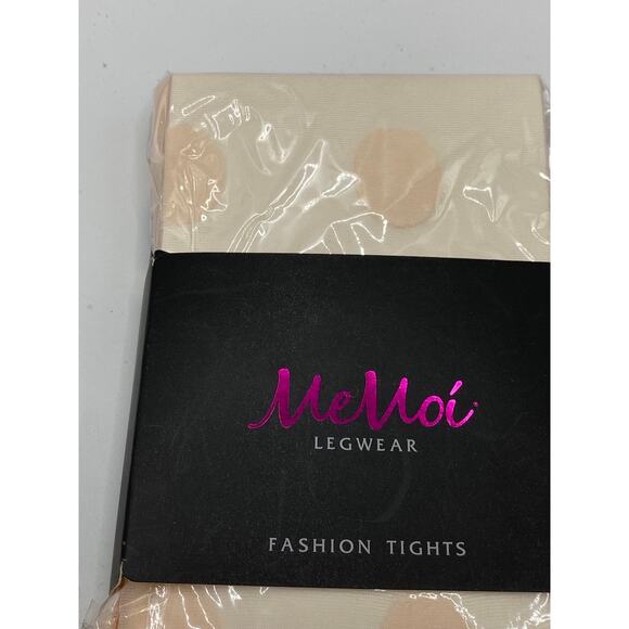 MEMOI Women's Scallop Shell Beige Super Dots Sheer Pull-On Tights SZ M/L - Picture 4 of 8